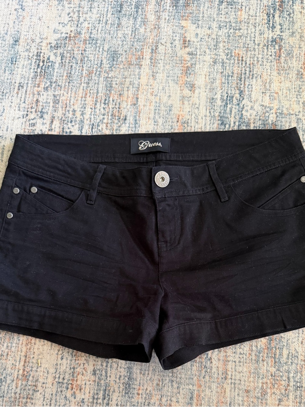 Guess Black Low-Rise Denim Shortalls